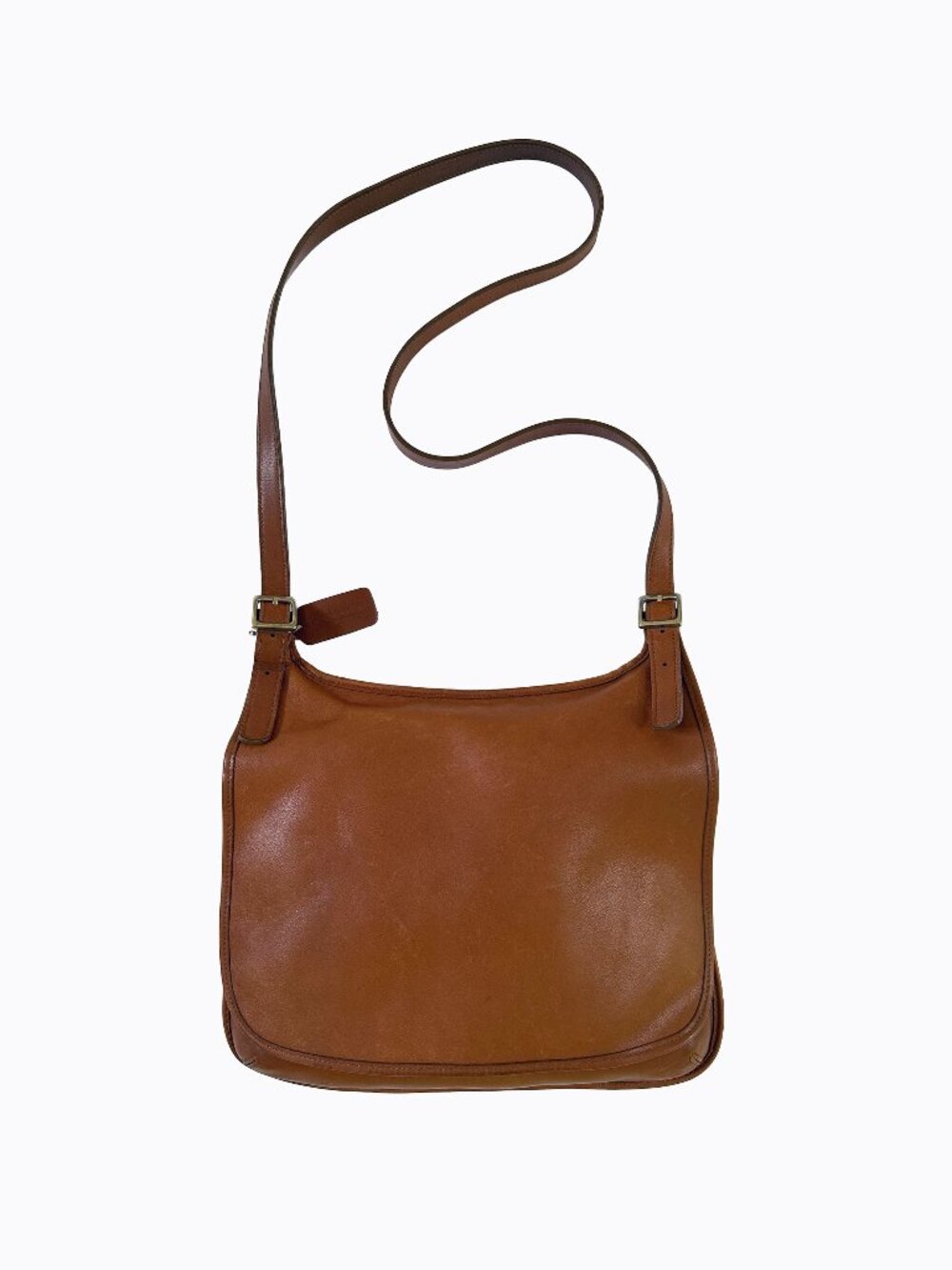 Vtg Coach 9082 Cognac Brown Leather Hippie Saddle Flap Crossbody Bag Messenger